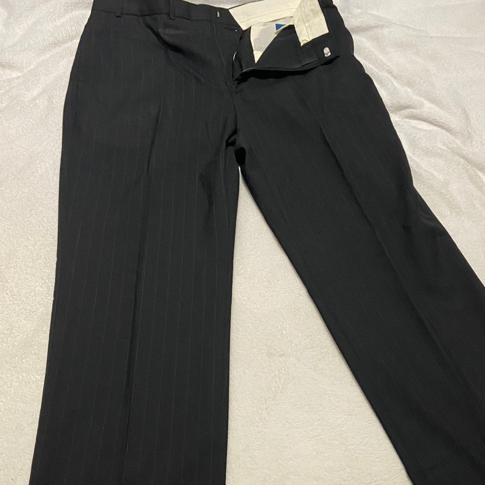 Towncraft Men's Black Pinstripe Dress Trousers